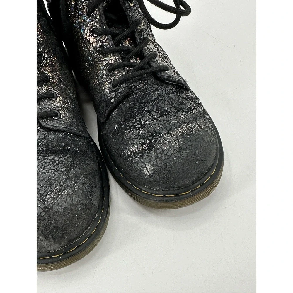 Lot of 2 Dr Martens 1460J Black Leather & Metallic Mid Combat Boot Junior Size 3